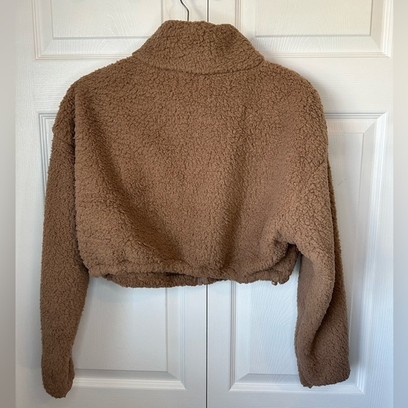SKIMS Cropped Teddy Zip Up Jacket Sz. L Tigers Eye - Picture 6 of 7